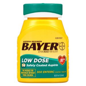 A bottle of Bayer aspirin regimen