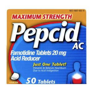 A pack of Pepcid AC maximum strength