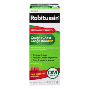 A bottle of Robitussin DM Max maximum strength