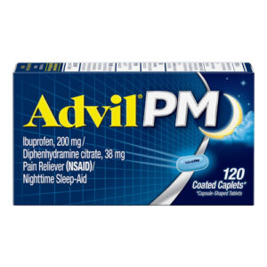 A box of Advil capsules for pain and fever