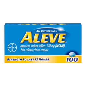 A pack of Aleve all day tablets