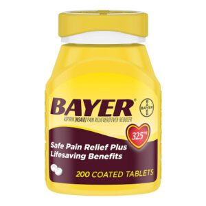 A bottle of aspirin pain reliever