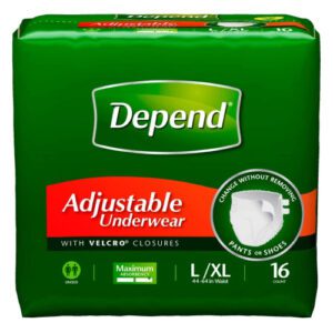 A pack of Depend Adjustable Underwear