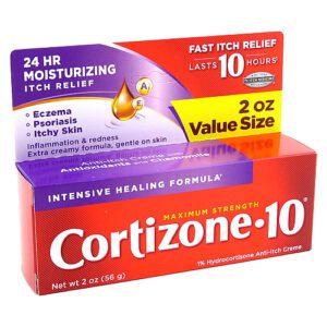 A pack of Cortizone 10 moisturizing itch relief