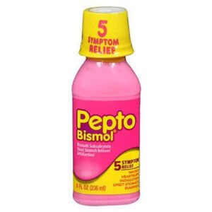 A bottle of Pepto Bismol is shown here