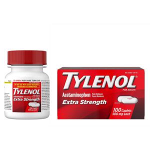 A bottle of Tylenol extra strength caplets