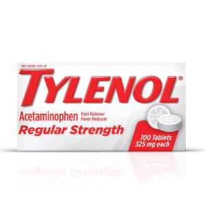 A bottle of Tylenol regular strength tablets