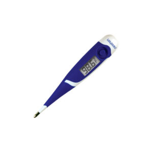 A blue flexible tip thermometer is shown here